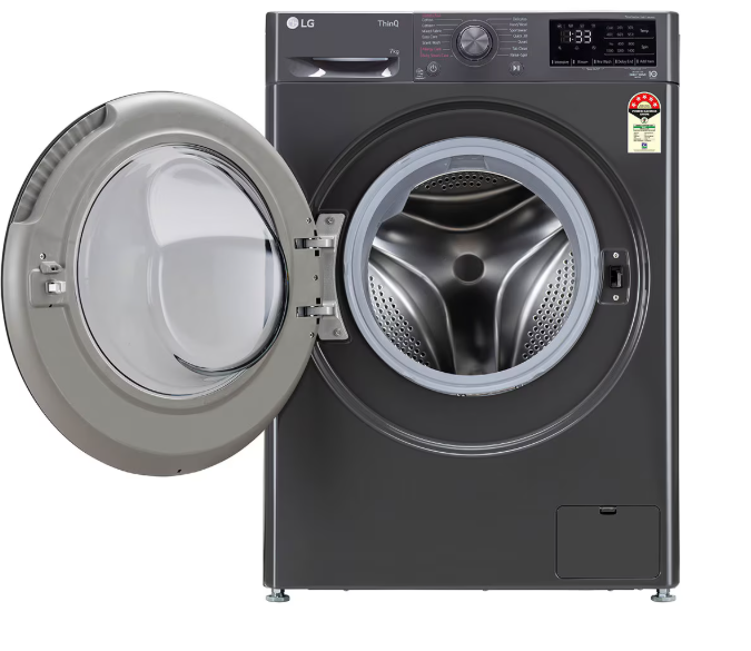 LG 7Kg Front Load Washing Machine, AI Direct Drive™, Middle Black